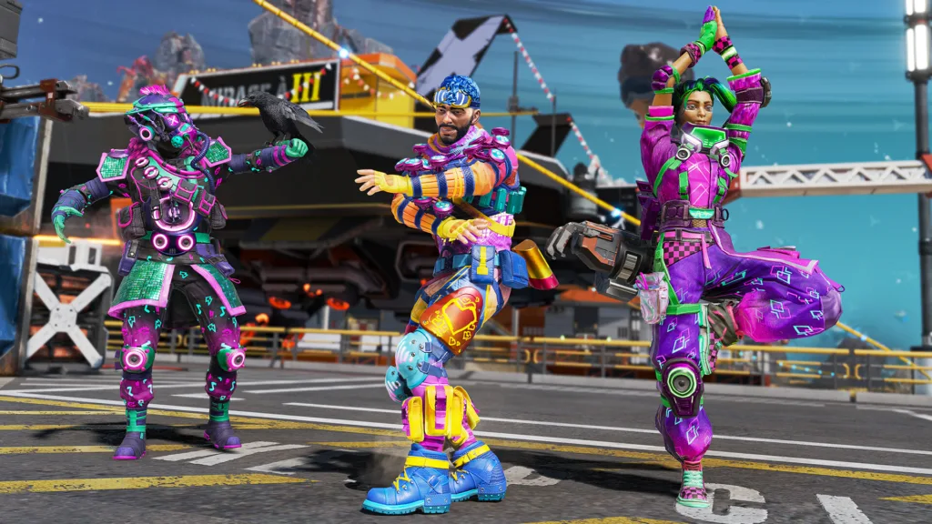 Apex Legends Season 16 pick rates Bloodhound Mirage and Rampart in neon skins