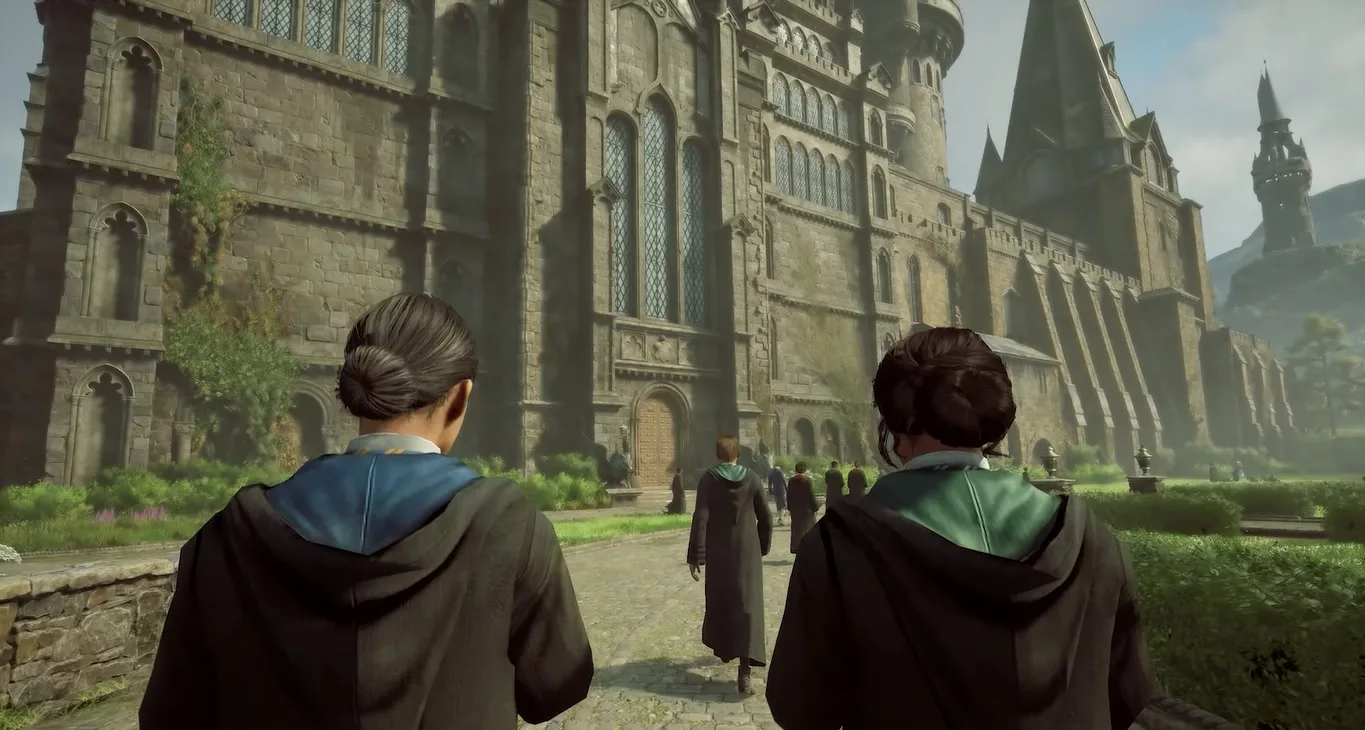 How to enable Arachnophobia mode in Hogwarts Legacy witches and wizards walking around school campus