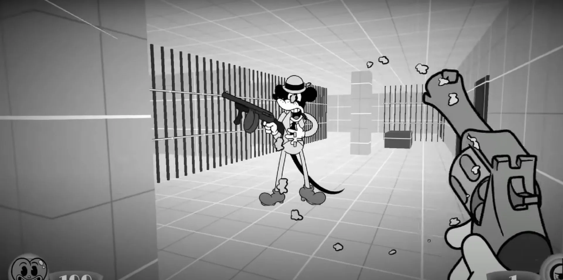 MOUSE game trailer screenshot combat with revolver