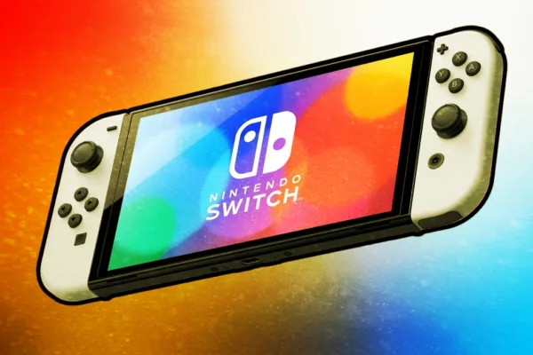 A Nintendo Switch OLED art mockup