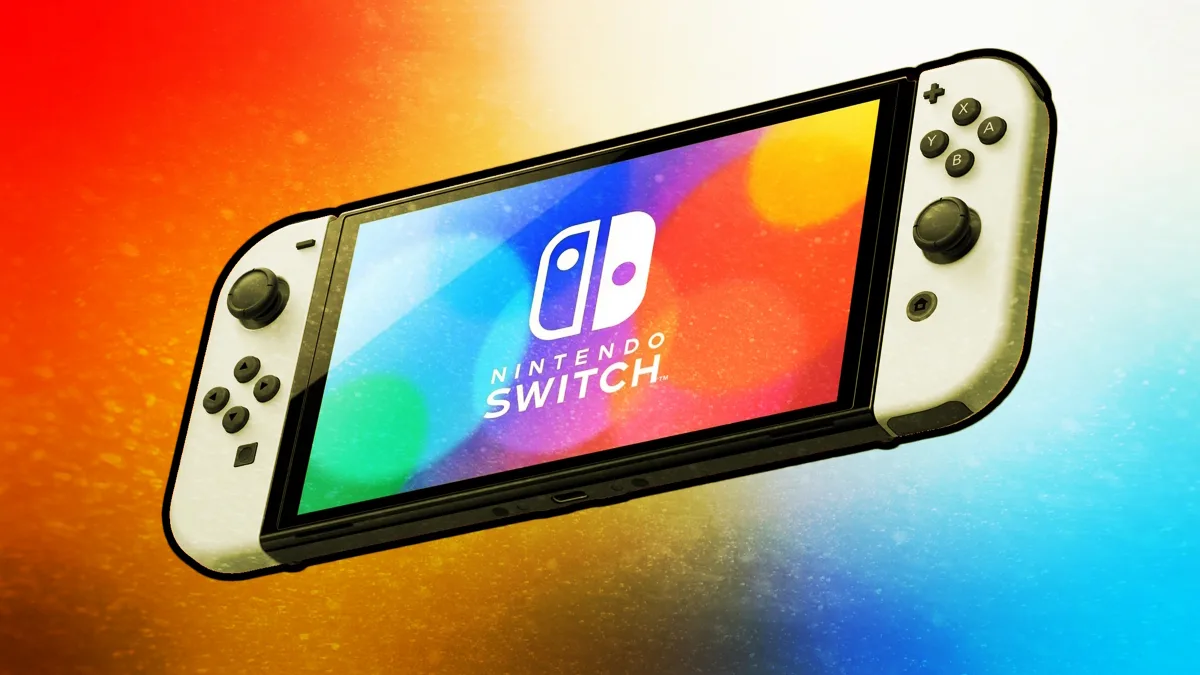 A Nintendo Switch OLED art mockup