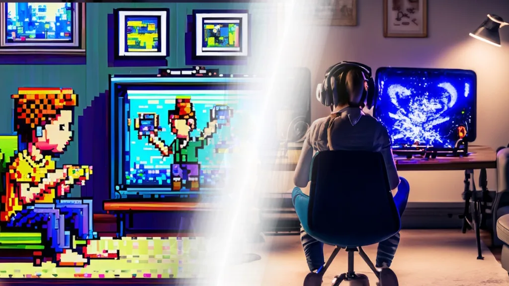 Evolution of gaming from pixel art era to modern times