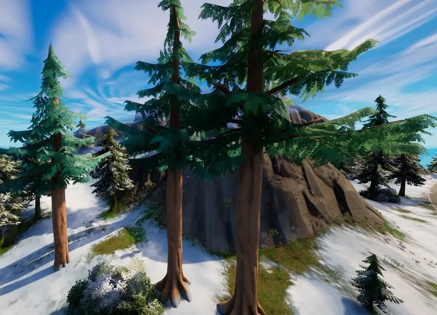 What is a Timber Pine in Fortnite example on snowy mountains