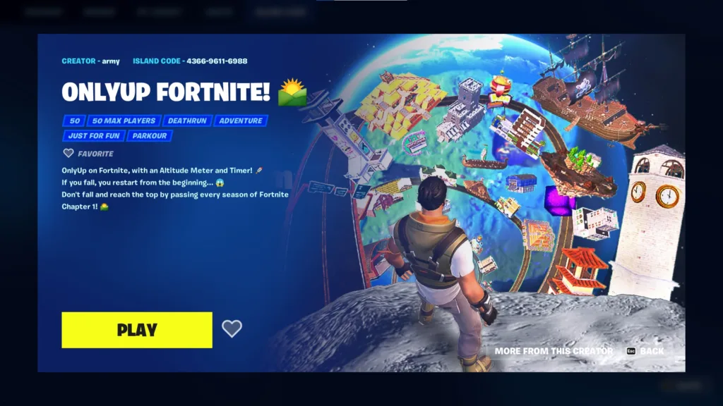 Fortnite only up map code in game preview