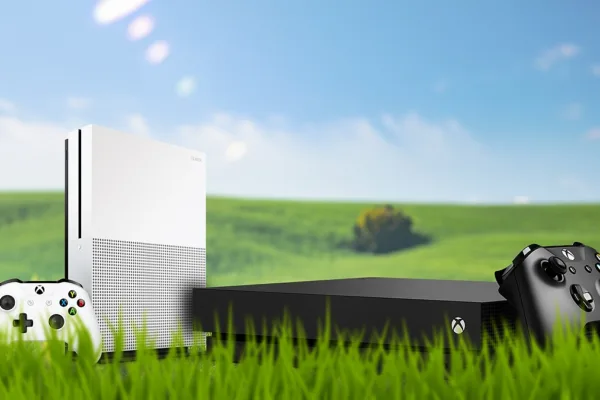 Graphic of Xbox One S and Xbox One X out in a field games stopped