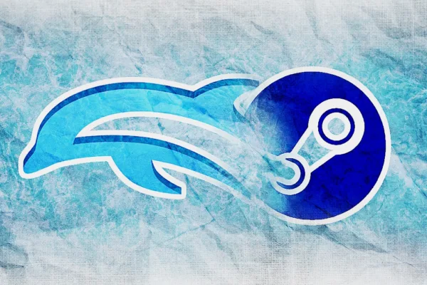 Logos of the Dolphin Emulator and Steam storefront