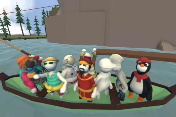 simfest 2023 human fall flat characters on a boat