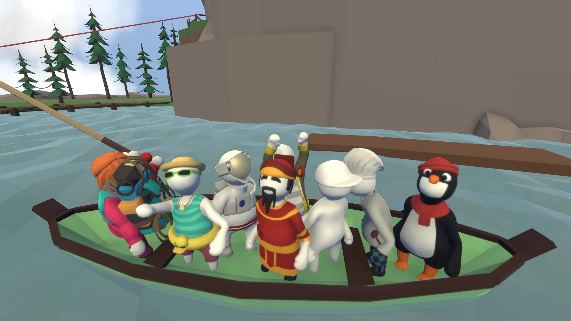 simfest 2023 human fall flat characters on a boat