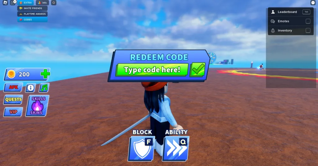 blade ball redeem code screen