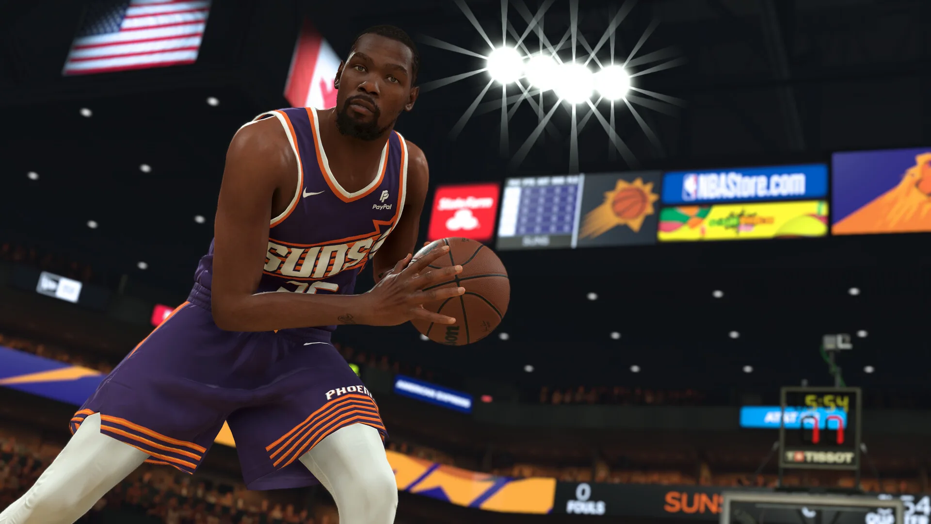 NBA 2K24 soundtrack list of songs and artists close up of basketball player