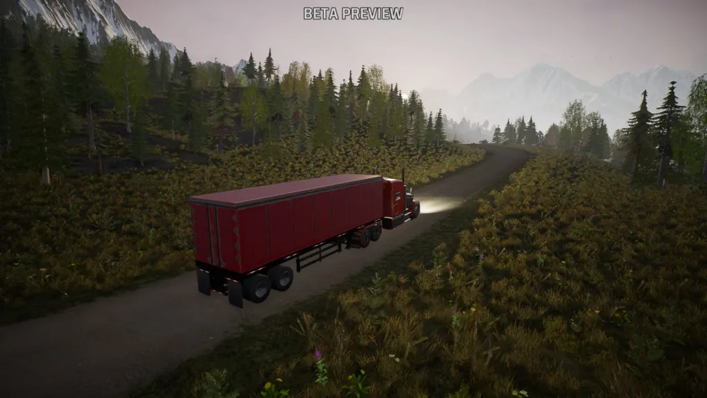 Screenshot of the beta version of Alaskan Road Truckers vehicles.