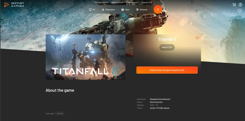 instant gaming titanfall 3 listing page