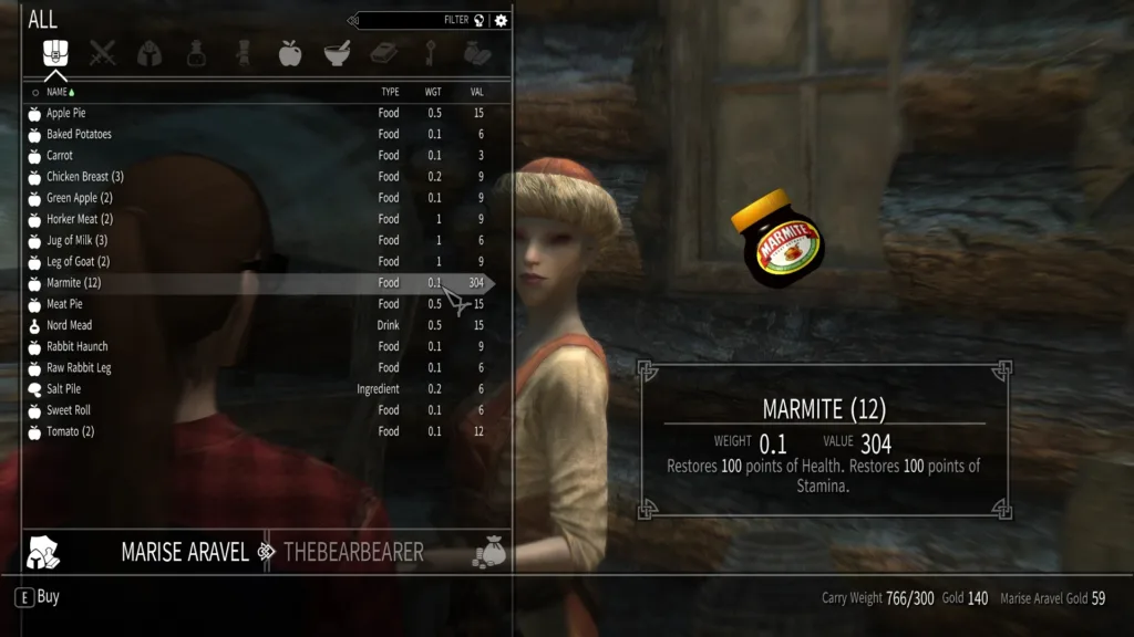 skyrim mod marise selling marmite