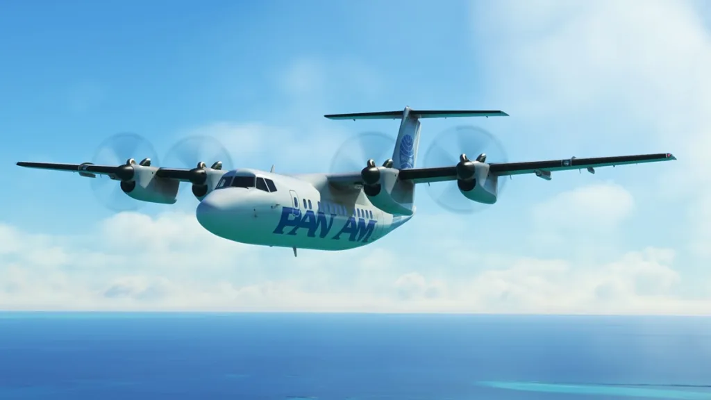 Screenshot of the Dash 7 in Microsoft Flight Simulator (PC).