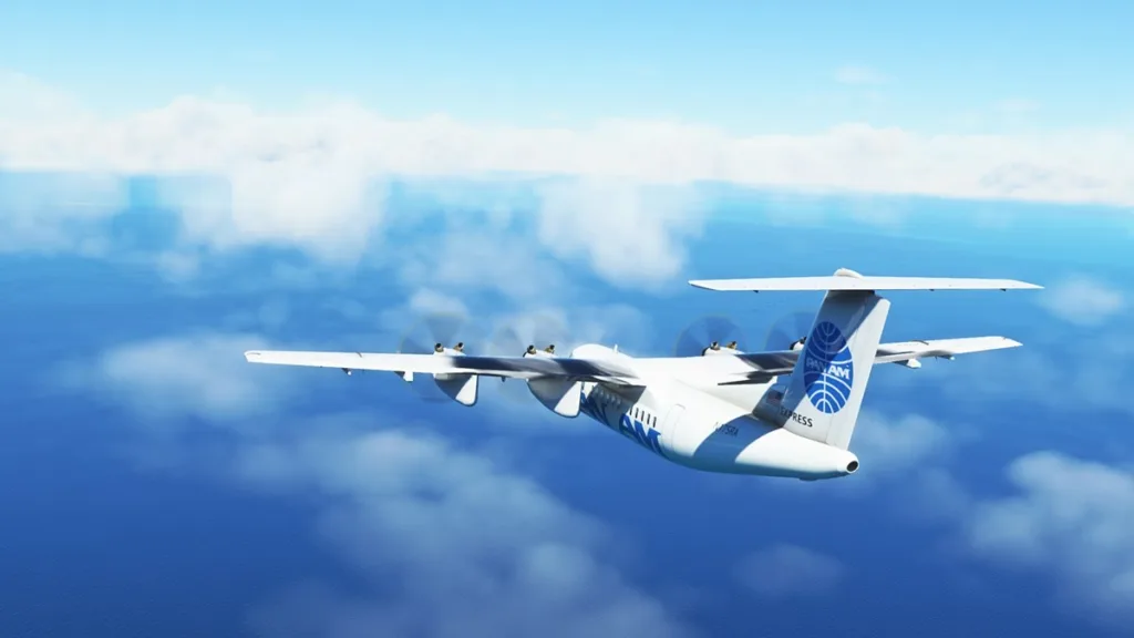 Screenshot of the Dash 7 in MSFS (PC).