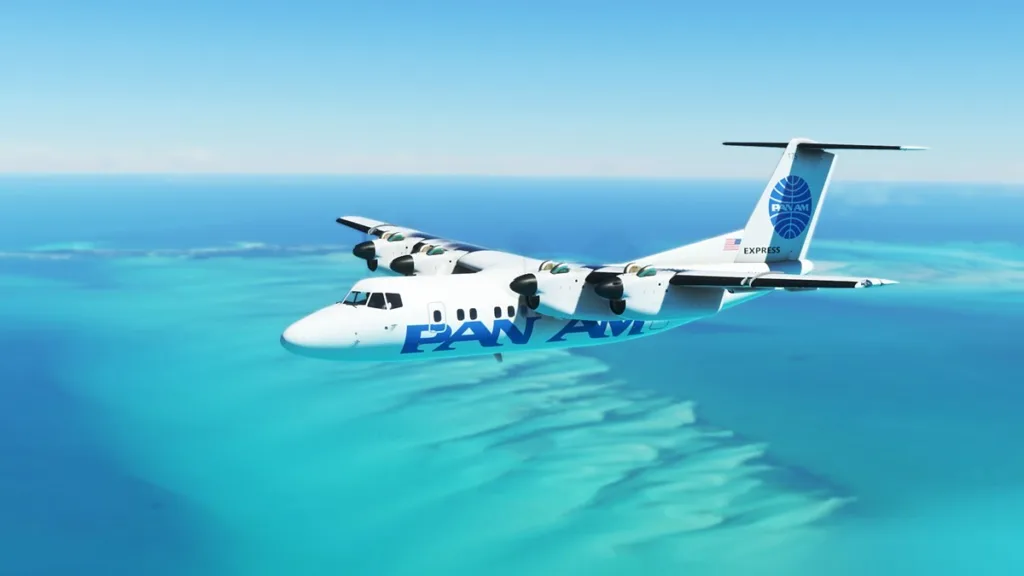 Screenshot of the Dash 7 in Microsoft Flight Simulator (PC).