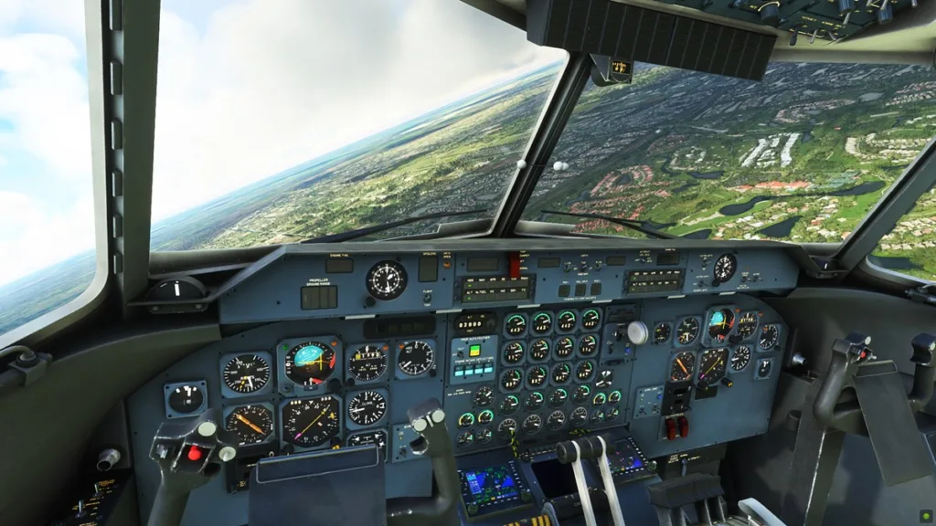 Screenshot of the Dash 7 cockpit in Microsoft Flight Simulator