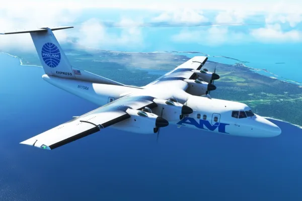 Screenshot of the Dash 7 in Microsoft Flight Simulator (PC).