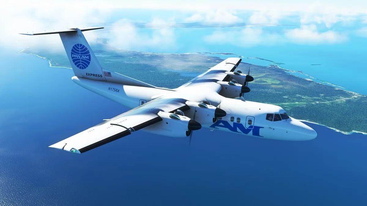 Screenshot of the Dash 7 in Microsoft Flight Simulator (PC).