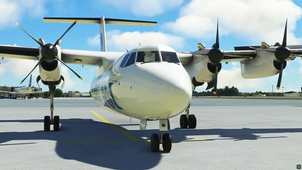 Screenshot of the Dash 7 in Microsoft Flight Simulator (PC).