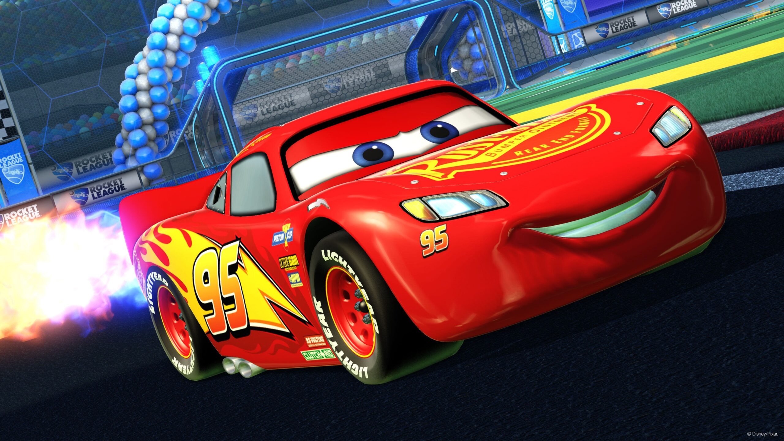 Disney/Pixar's Lightning McQueen in Rocket League.