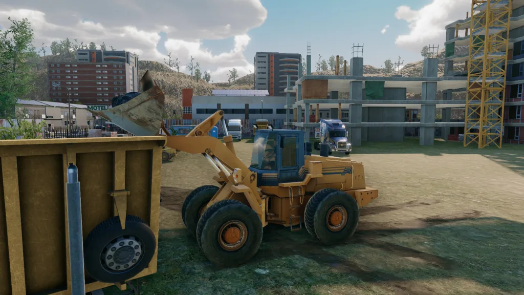 Screenshot of Truck and Logistics Simulator on PC a digger moving dirt