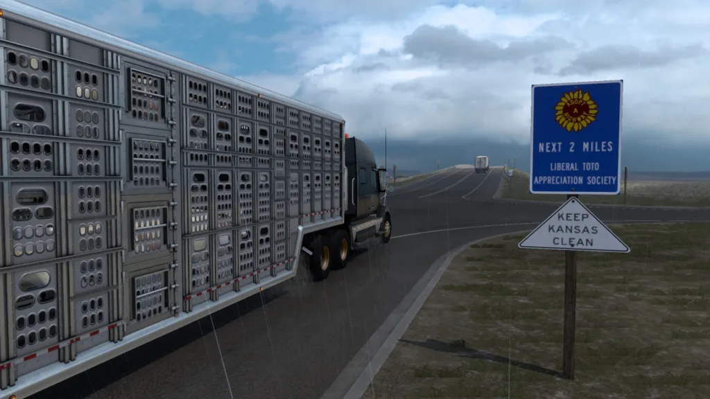 A screenshot of American Truck Simulator - Kansas expansion.