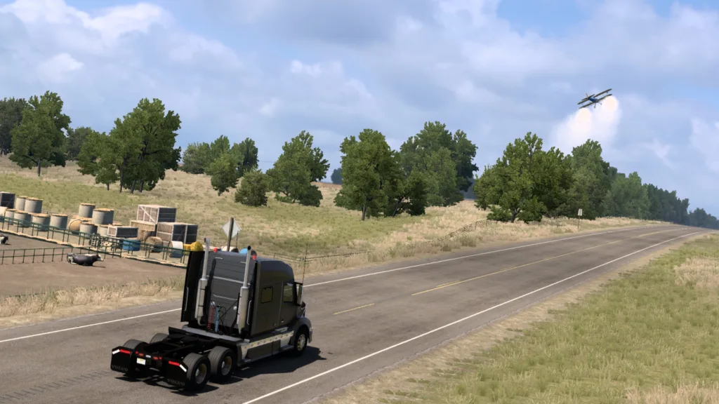 A screenshot of the Kansas expansion for American Truck Simulator.