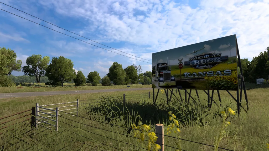 A screenshot of the Kansas expansion for American Truck Simulator review impressions.