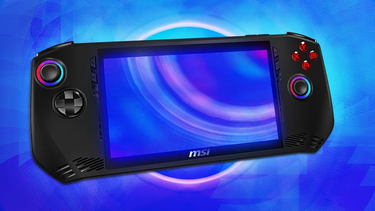 A render oft he MSI Claw handheld gaming PC.