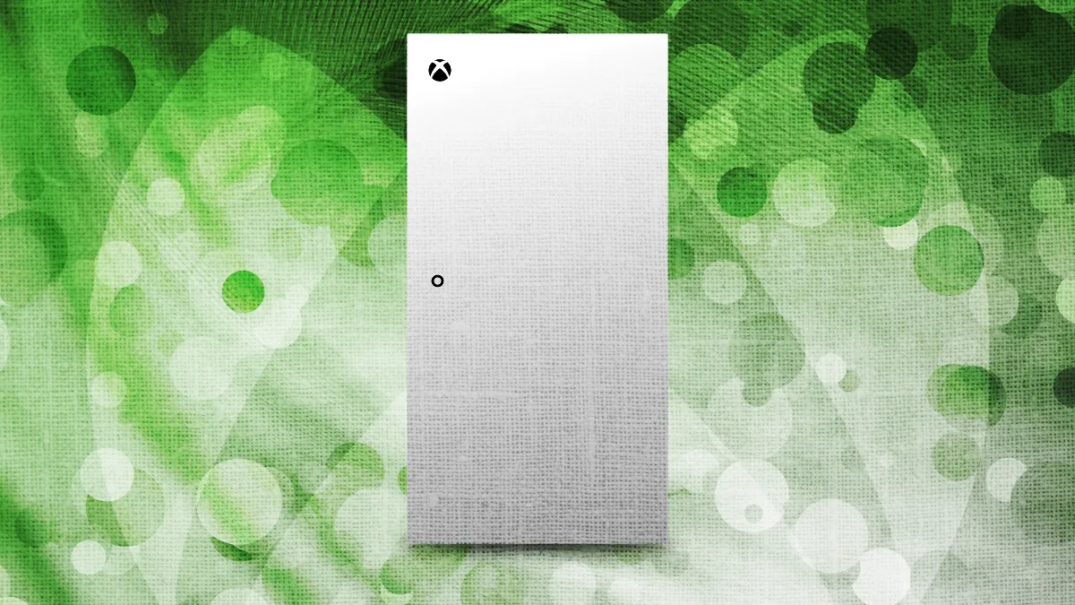 Artistic rendition of the new all digital white Xbox Series X.