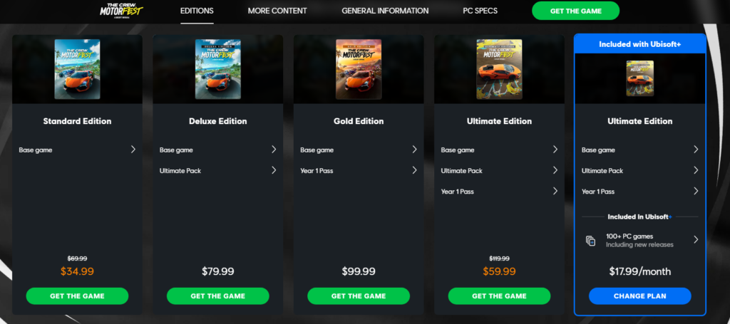 The Crew Motorfest Steam editions and prices