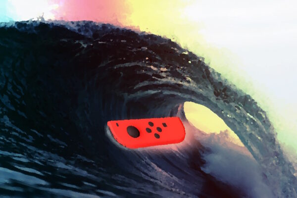 Nintendo Switch Joy-Con riding a wave