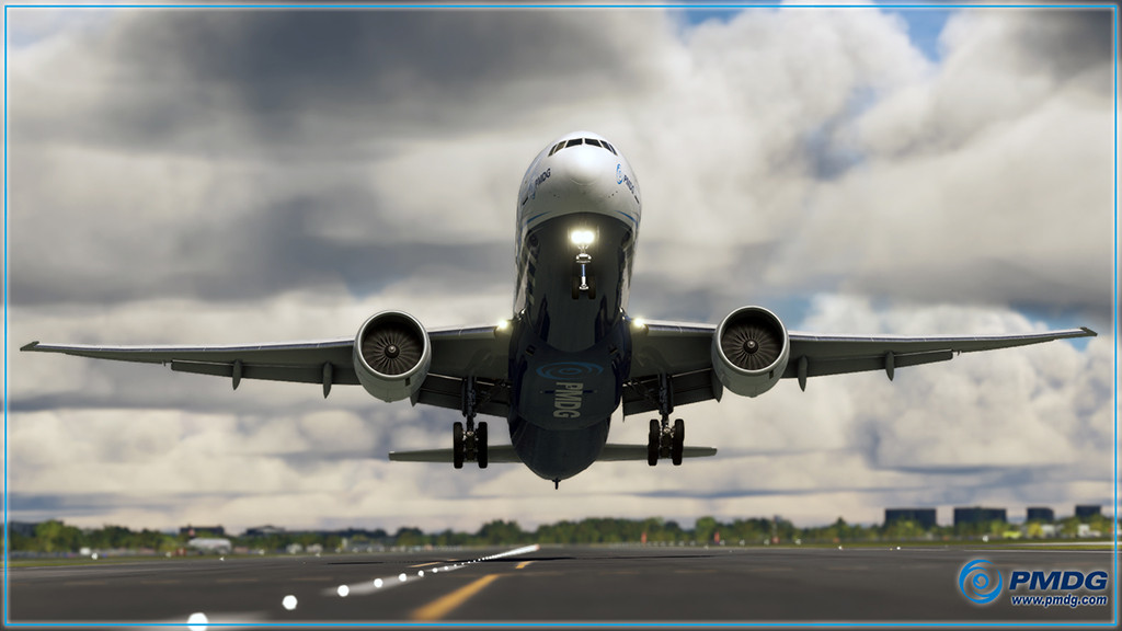 PMDG 777-300ER in Microsoft Flight Simulator.