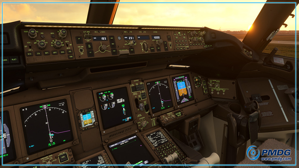 PMDG 777-300ER in Microsoft Flight Simulator.