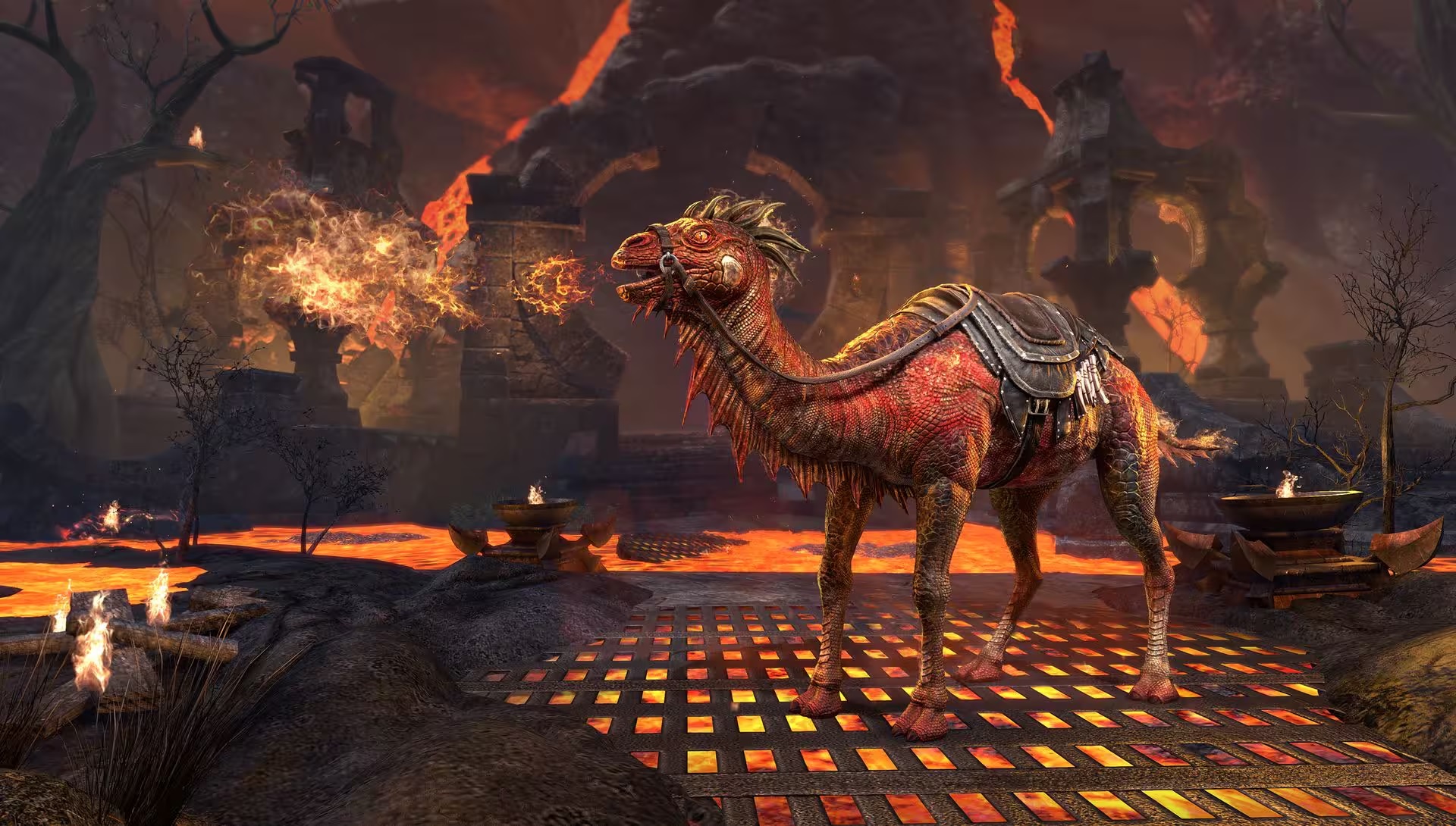 elder scrolls online claim free Pyrodraconic Camel-Lizard mount