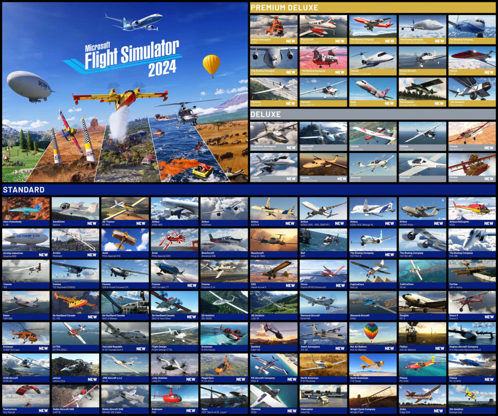 All of the Aircraft included in Microsoft Flight Simulator 2024. 