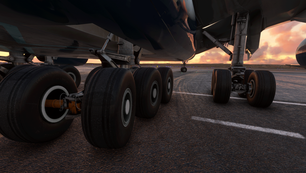 Landing gear view of the FBW A380X project for Microsoft Flight Simulator.