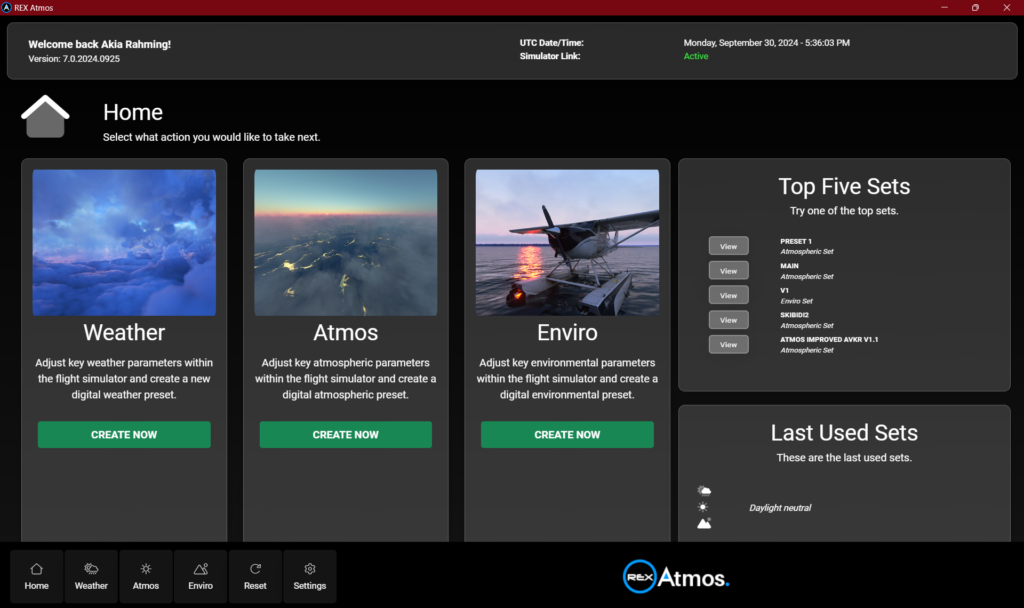 The V1 UI of the REX Atmos utility. 