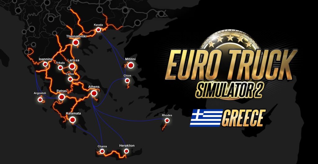 Map of the Greece expansion in Euro Truck Simulator 2