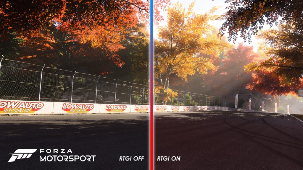 RTGI ray tracing comparison in Forza Motorsport for PC.