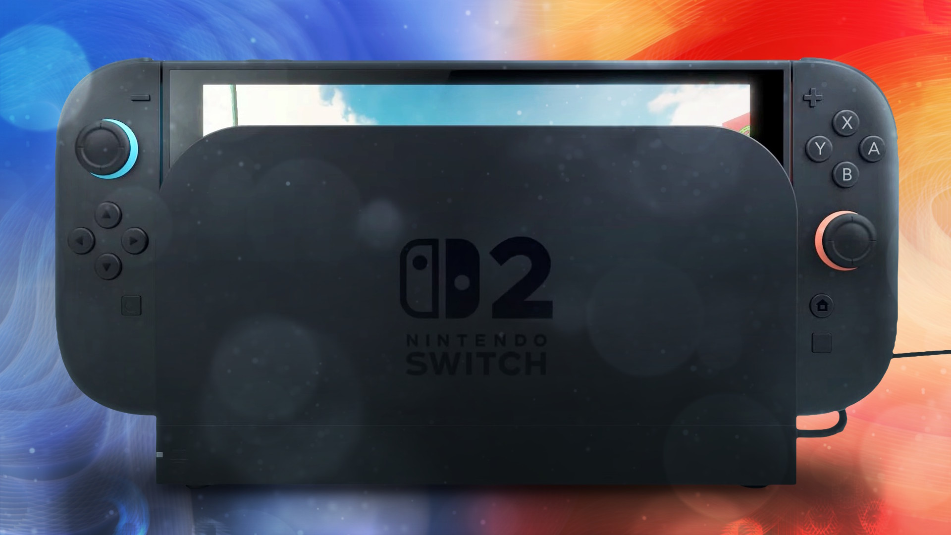 Custom hero image of the Switch 2 in its Dock.