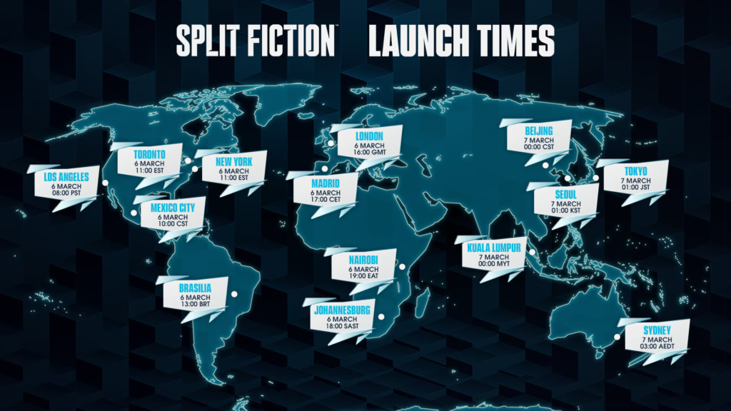 split fiction launch times map