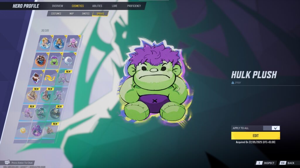 Marvel Rivals equip sprays