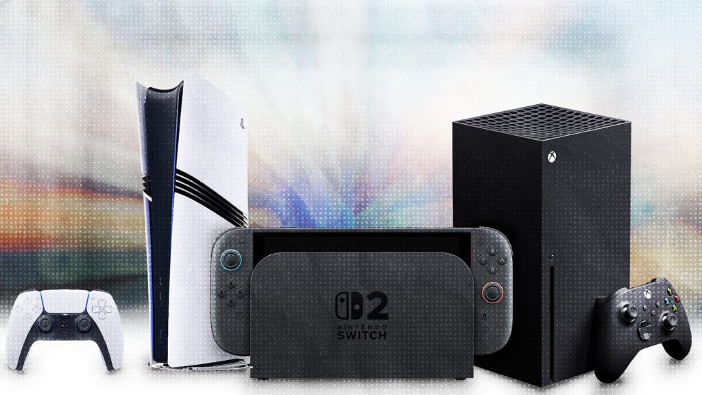 Renders of the Nintendo Switch 2, PS5 Pro and Xbox Series X.