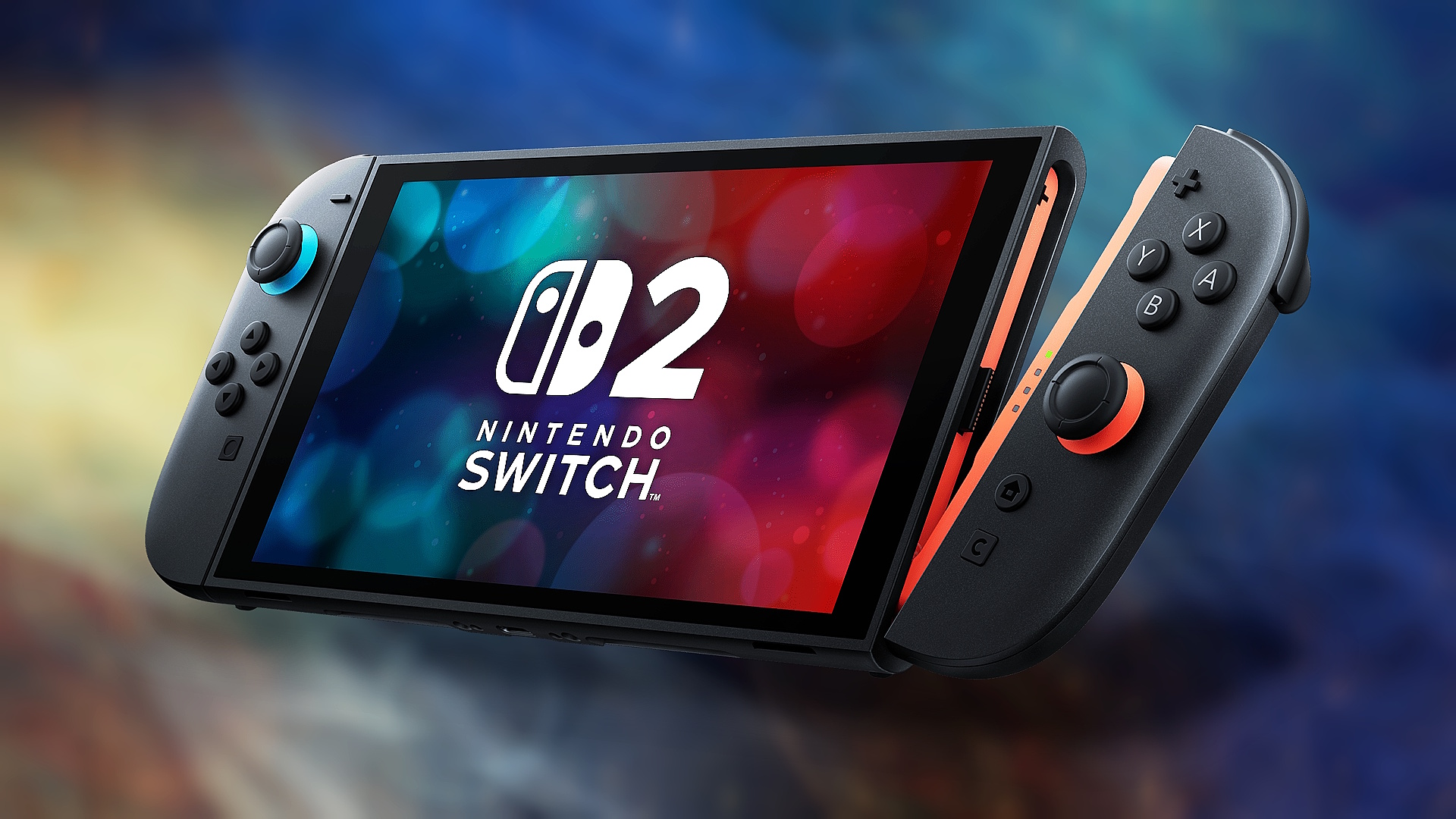 Render of the Nintendo Switch 2 in handheld mode.